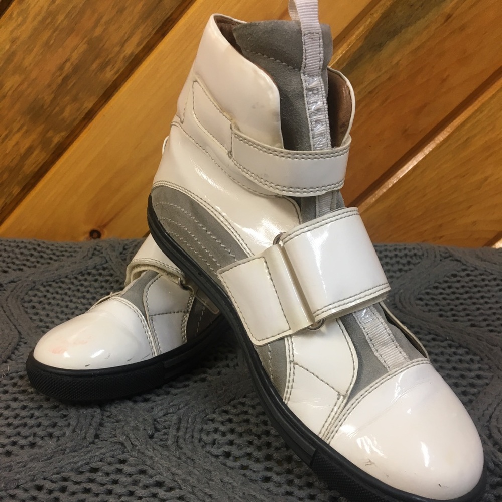 White Armani leather high tops